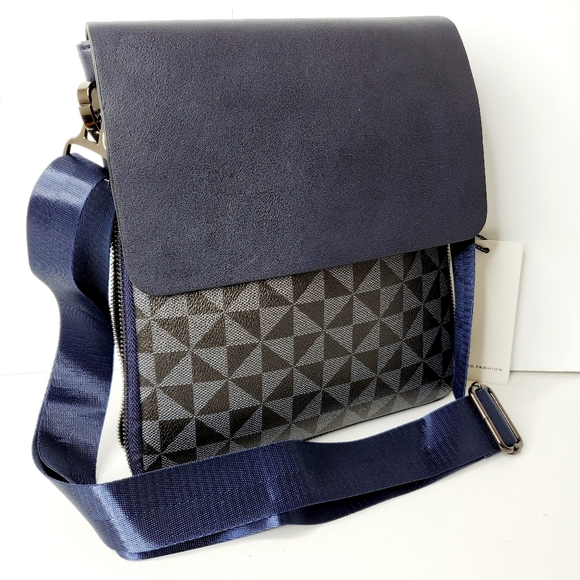 Classic Fashion Men's Blue Messenger Expandable Crossbody Shoulder Bag - Picture 3 of 14